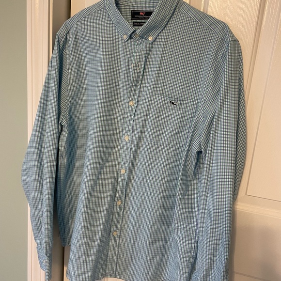 Chemise Homme Vineyard Vies 15L - Manches Longues - Micro Check Bleu Et Blanc - Coton